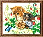 Набор для вышивания бисером и нитками мулине арт. 029 Котята и бабочка 26х32 Набор для вышивания бисером и нитками мулине арт. 029 Котята и бабочка 26х32