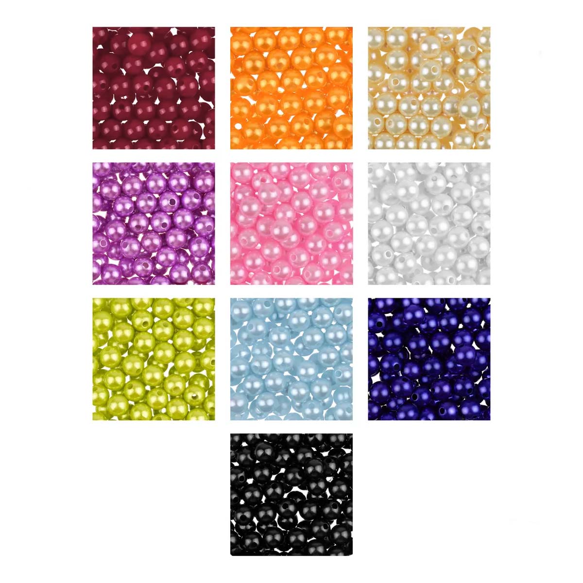 Набор бусин под жемчуг 8 мм (10 пак. по 10 гр)