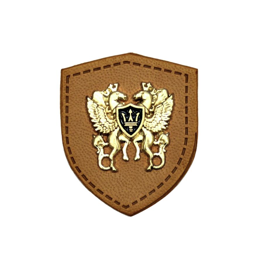 Лейбл пришивной с метал. вставками (уп.10шт) 35*28 мм КОРОНА Лейбл пришивной с метал. вставками (уп.10шт) 35*28 мм КОРОНА
