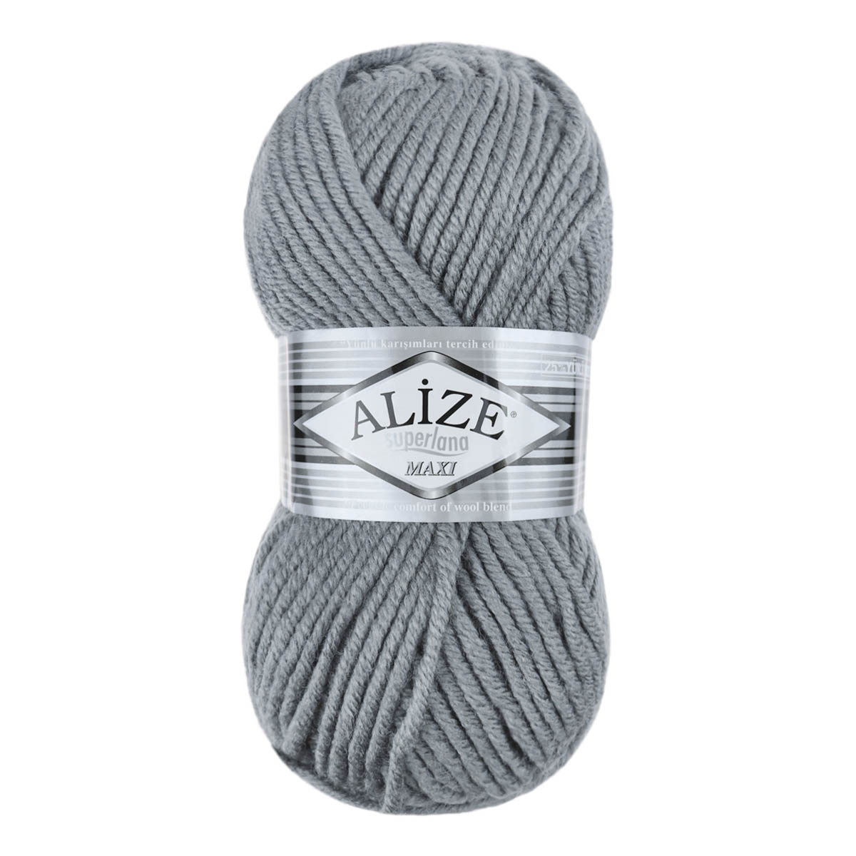 Пряжа Alize &quot;Superlana maxi&quot; (25% шерсть, 75 % акрил) 5 шт.х 100 г/ 100 м № 087 серый