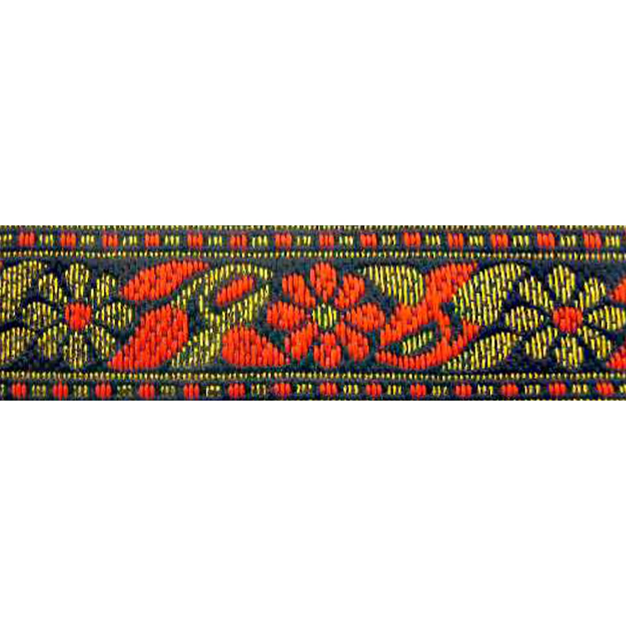 Лента жаккард. шир. 20 мм (уп. 10 ярд) 1857/7663К с золотым люрексом черно/красная Лента жаккард. шир. 20 мм (уп. 10 ярд) 1857/7663К с золотым люрексом черно/красная