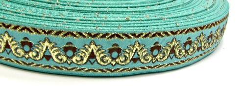 Лента отделочн. жаккард. арт. 1857 рис. 8568 бирюзово/черный (уп. 50 м) Лента отделочн. жаккард. арт. 1857 рис. 8568 бирюзово/черный (уп. 50 м)