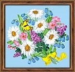 Набор для рукоделия "Букет с ромашками" арт. Л-9 25х25 (вышивка ленточками) Набор для рукоделия "Букет с ромашками" арт. Л-9 25х25 (вышивка ленточками)