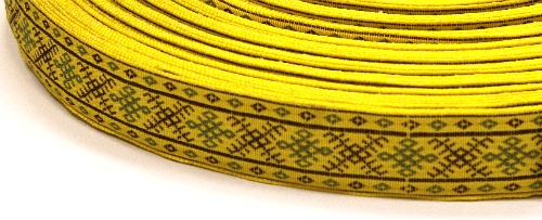 Лента отделочн. жаккард. арт. 1852 рис. 6820 жёлто/коричневый (уп. 50 м) Лента отделочн. жаккард. арт. 1852 рис. 6820 жёлто/коричневый (уп. 50 м)