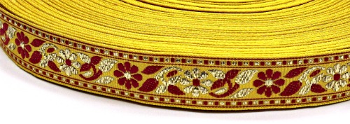 Лента отделочн. жаккард. арт. 1857 рис. 8972 жёлто/красный с золотом (уп. 50 м) Лента отделочн. жаккард. арт. 1857 рис. 8972 жёлто/красный с золотом (уп. 50 м)