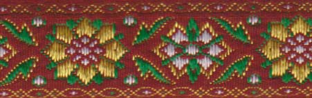 Лента отделочн. жаккард. арт. 1852 рис. 6824 бордово/желтый (уп. 50 м) Лента отделочн. жаккард. арт. 1852 рис. 6824 бордово/желтый (уп. 50 м)
