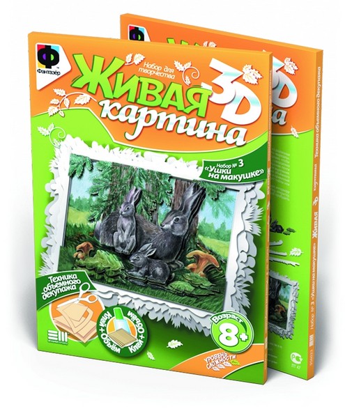956023 Живая картина Ушки на макушке - набор для рукоделия 956023 Живая картина Ушки на макушке - набор для рукоделия