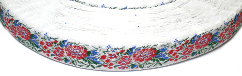 Лента отделочн. жаккард. арт. 1852 рис. 8896 шир. 22 мм белый/оттенок красного (уп. 50 м) Лента отделочн. жаккард. арт. 1852 рис. 8896 шир. 22 мм белый/оттенок красного (уп. 50 м)