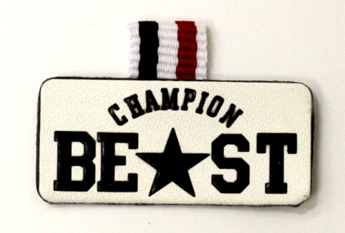 Лейбл пришивной (уп.10шт) 36*16 мм c декор. петелькой CHAMPION BEST белый Лейбл пришивной (уп.10шт) 36*16 мм c декор. петелькой CHAMPION BEST белый