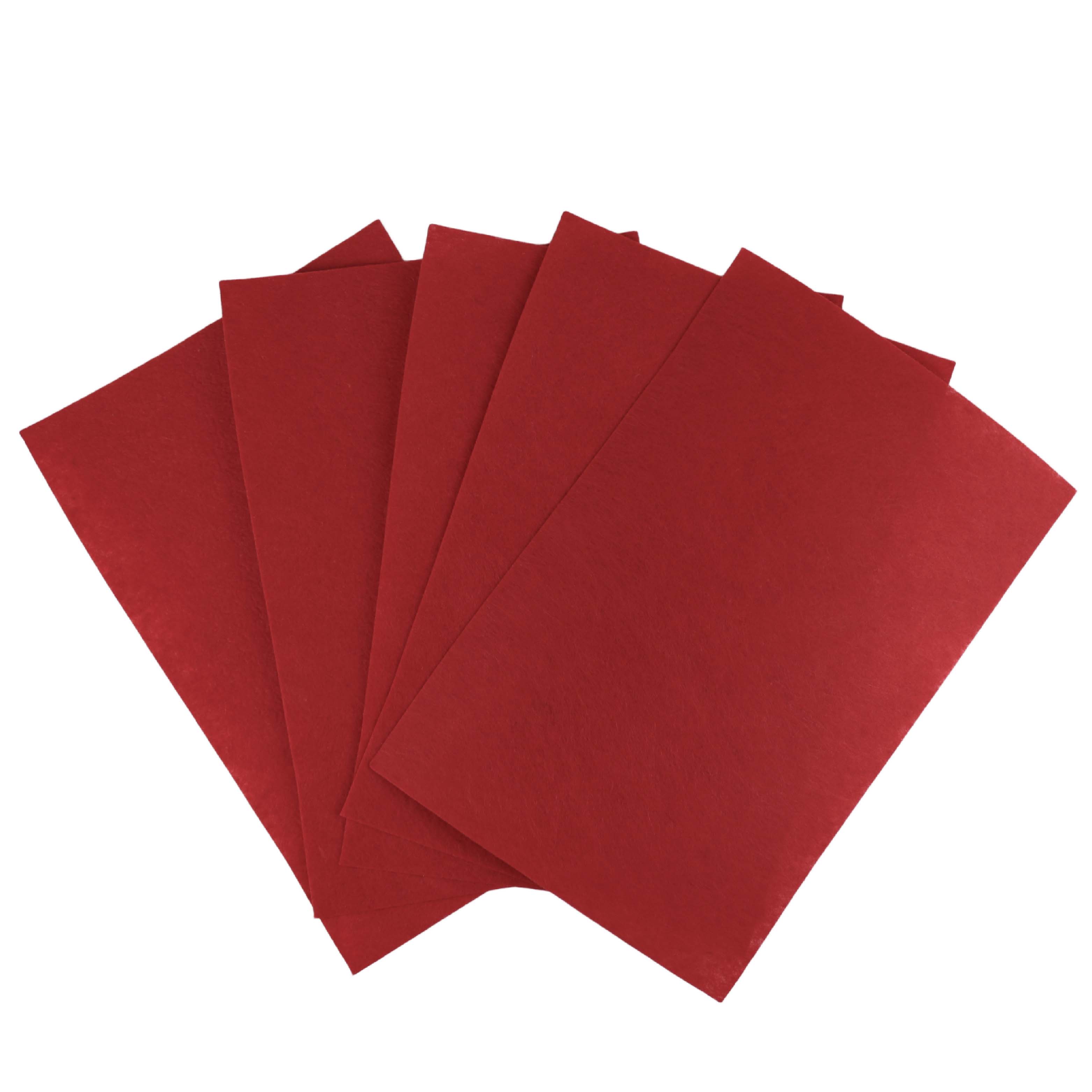 Фетр жесткий (уп. 12 шт) толщ. 1 мм (20х30см) F01 (01) (257 ДС) красный