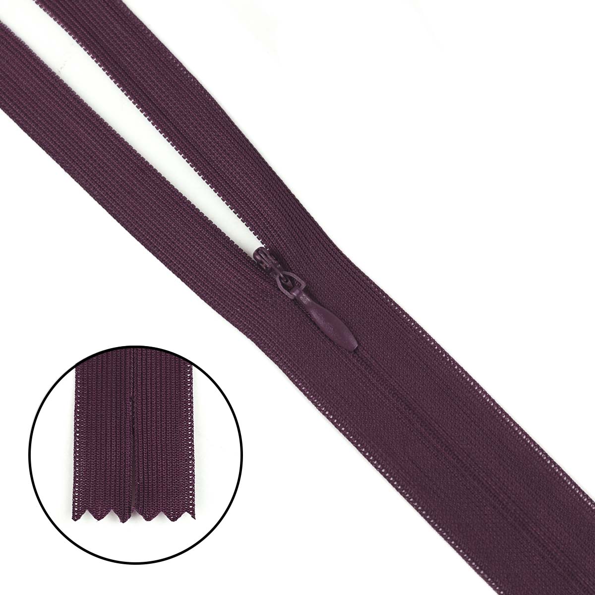 Молния "потайная" тип 0 20 см н/р (уп. 50 шт) № 230 ДС свекольный