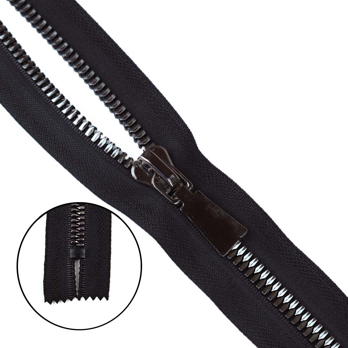 Молния трактор декоративный тип 8 н/р 20см узкое звено темный никель