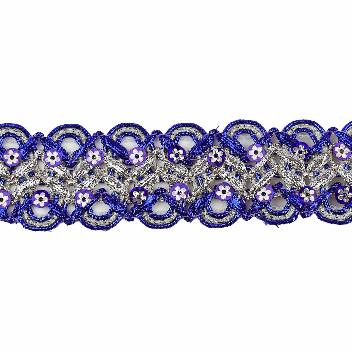 Тесьма отделочная (уп.15ярд) ш.37 мм арт.13-3546 серебро/ (40) василек