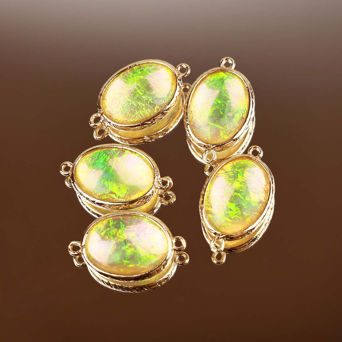 Подвеска (соединитель для бижутерии) (уп. 10шт) овал перламутровый 13*18 мм прозрачный