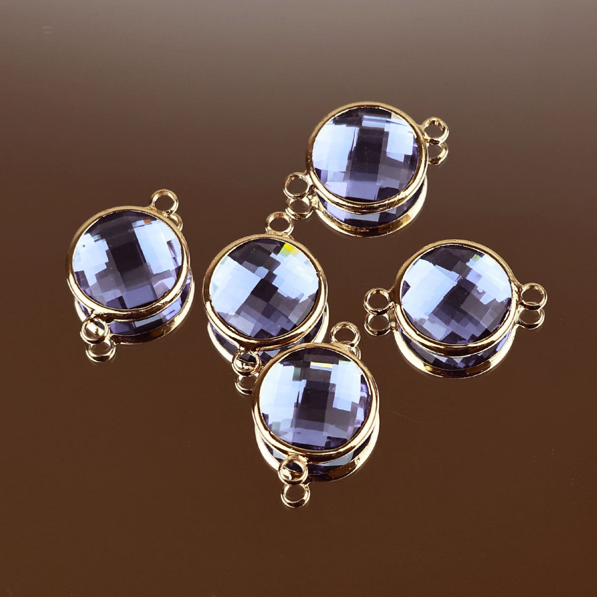 Подвеска (соединитель для бижутерии) (уп. 10шт) круг прозрачный диам. 14 мм 013 голубой