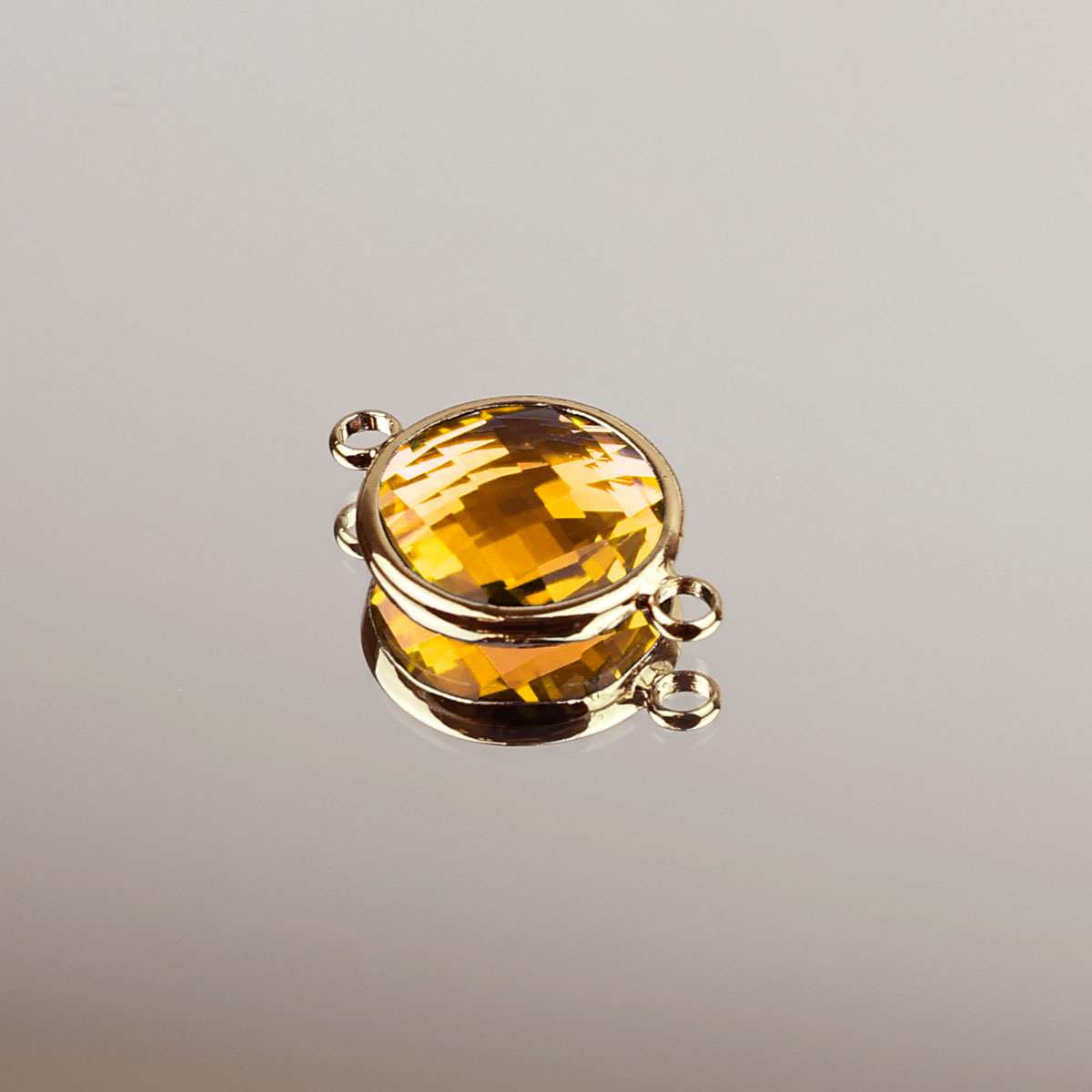 Подвеска (соединитель для бижутерии) (уп. 10шт) круг прозрачный диам. 14 мм 018 желтый