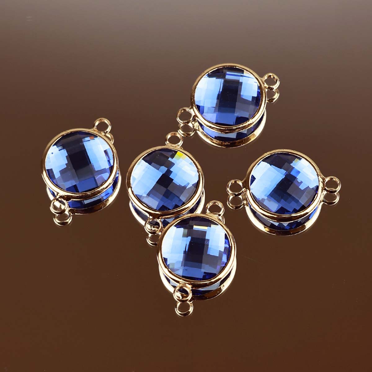 Подвеска (соединитель для бижутерии) (уп. 10шт) круг прозрачный диам. 14 мм 022 синий