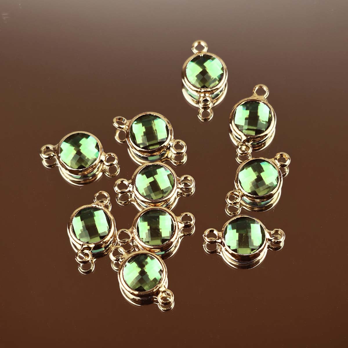 Подвеска (соединитель для бижутерии) (уп. 10шт) круг прозрачный диам. 8 мм 008 салатовый