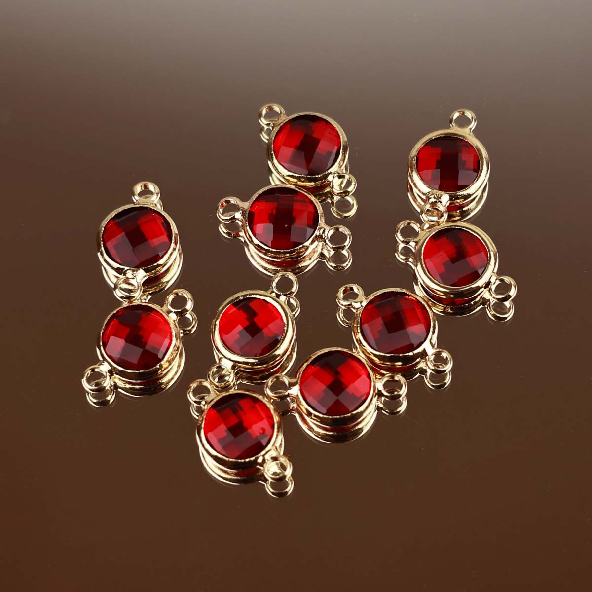 Подвеска (соединитель для бижутерии) (уп. 10шт) круг прозрачный диам. 8 мм 011 красный