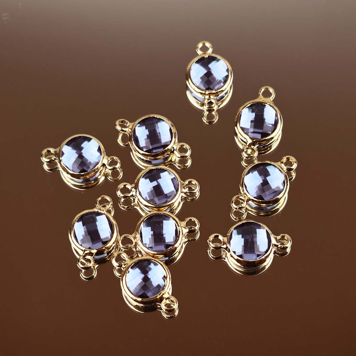 Подвеска (соединитель для бижутерии) (уп. 10шт) круг прозрачный диам. 8 мм 013 голубой