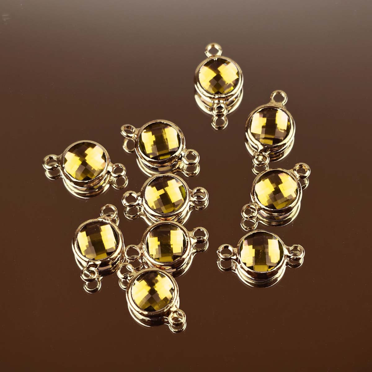 Подвеска (соединитель для бижутерии) (уп. 10шт) круг прозрачный диам. 8 мм 018 желтый