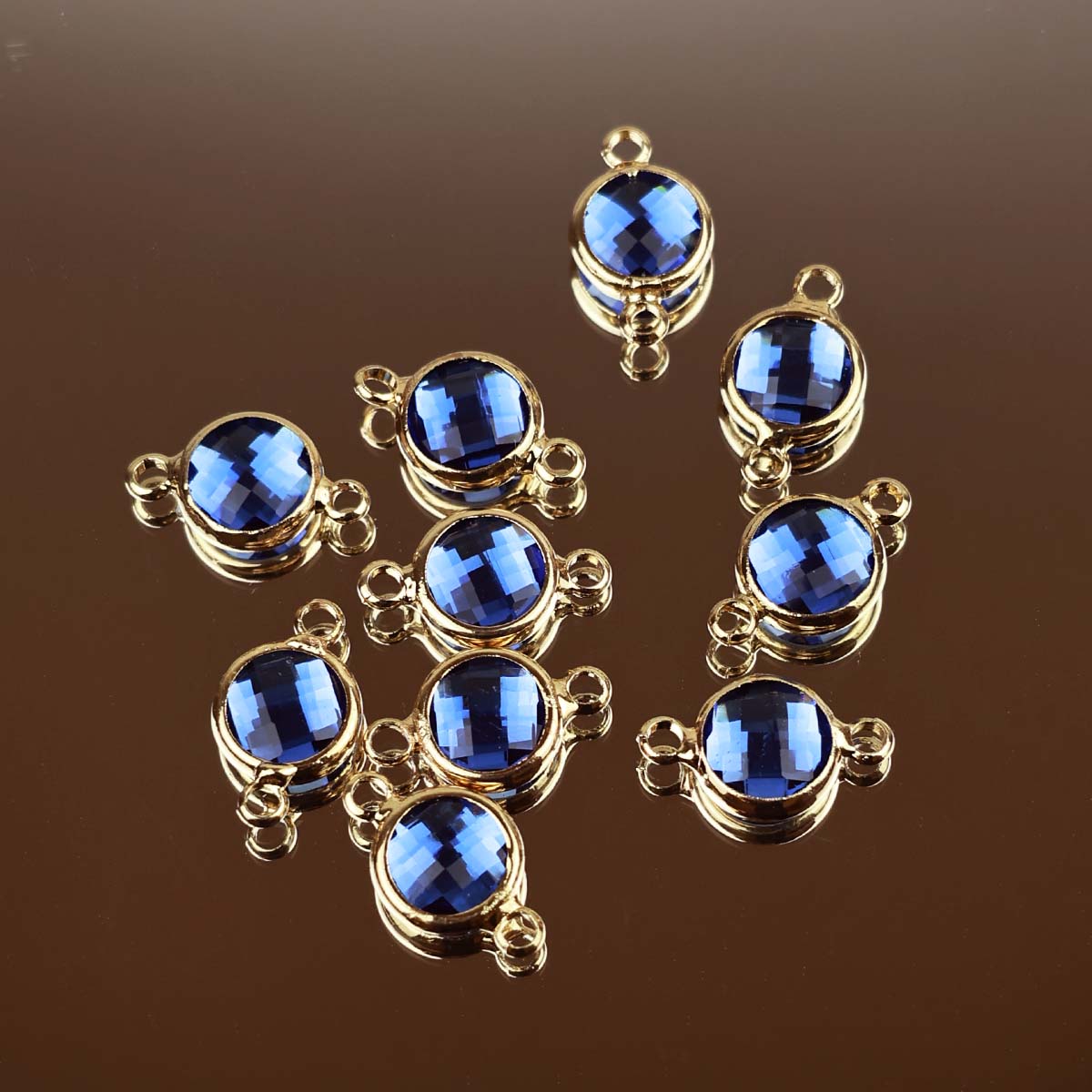 Подвеска (соединитель для бижутерии) (уп. 10шт) круг прозрачный диам. 8 мм 022 синий