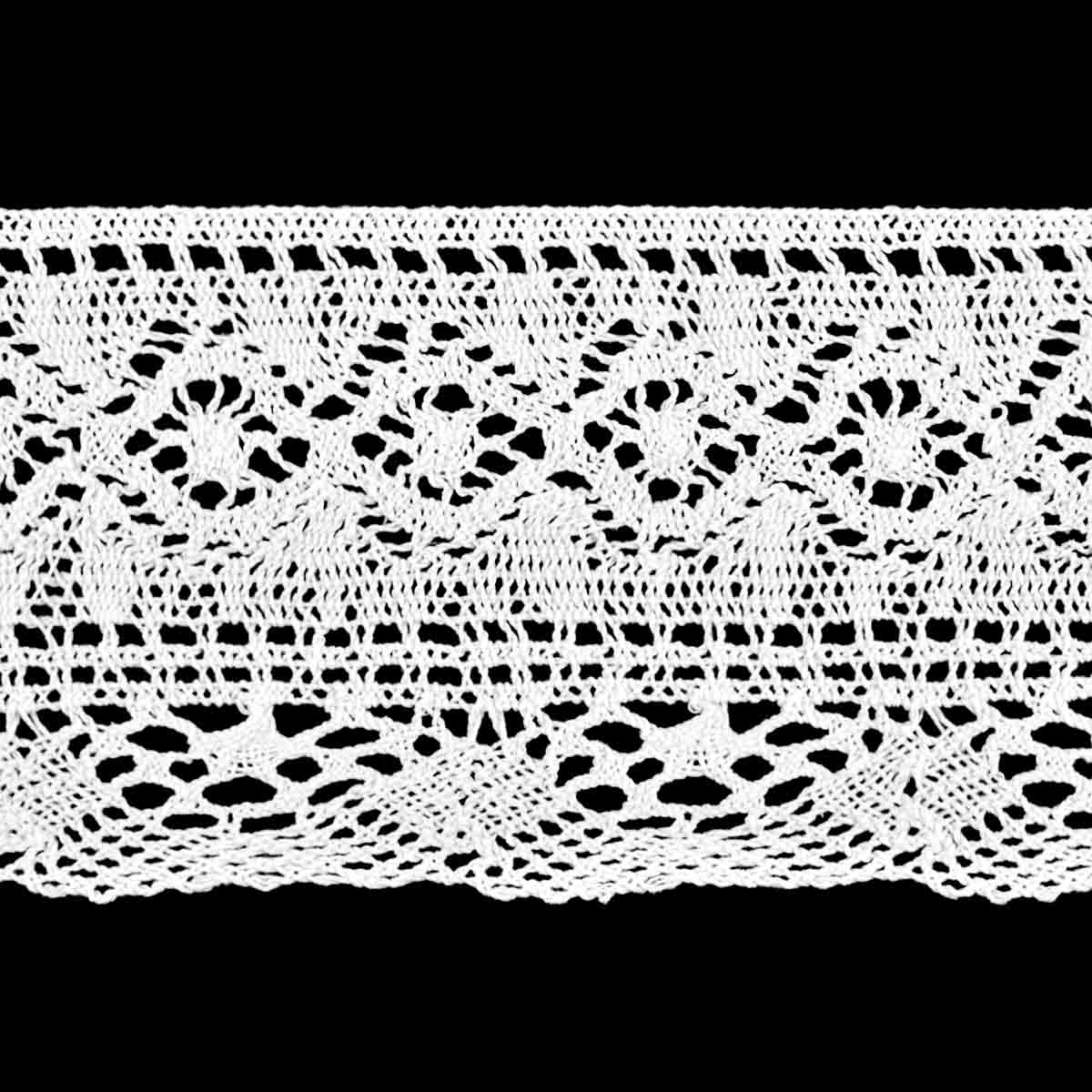 Кружево отеч. арт. 3749 шир. 100 мм, рис. 10001172  № 001 ДС белый (уп. 25 м)