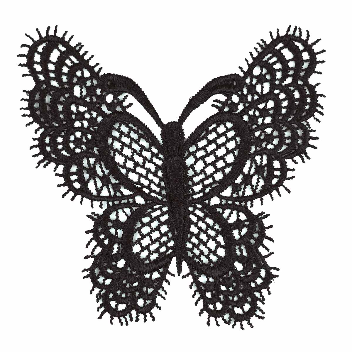 Вставка кружевная (аппликация) (уп. 2 шт) 16,5*14 см "Бабочка" белая,черная
