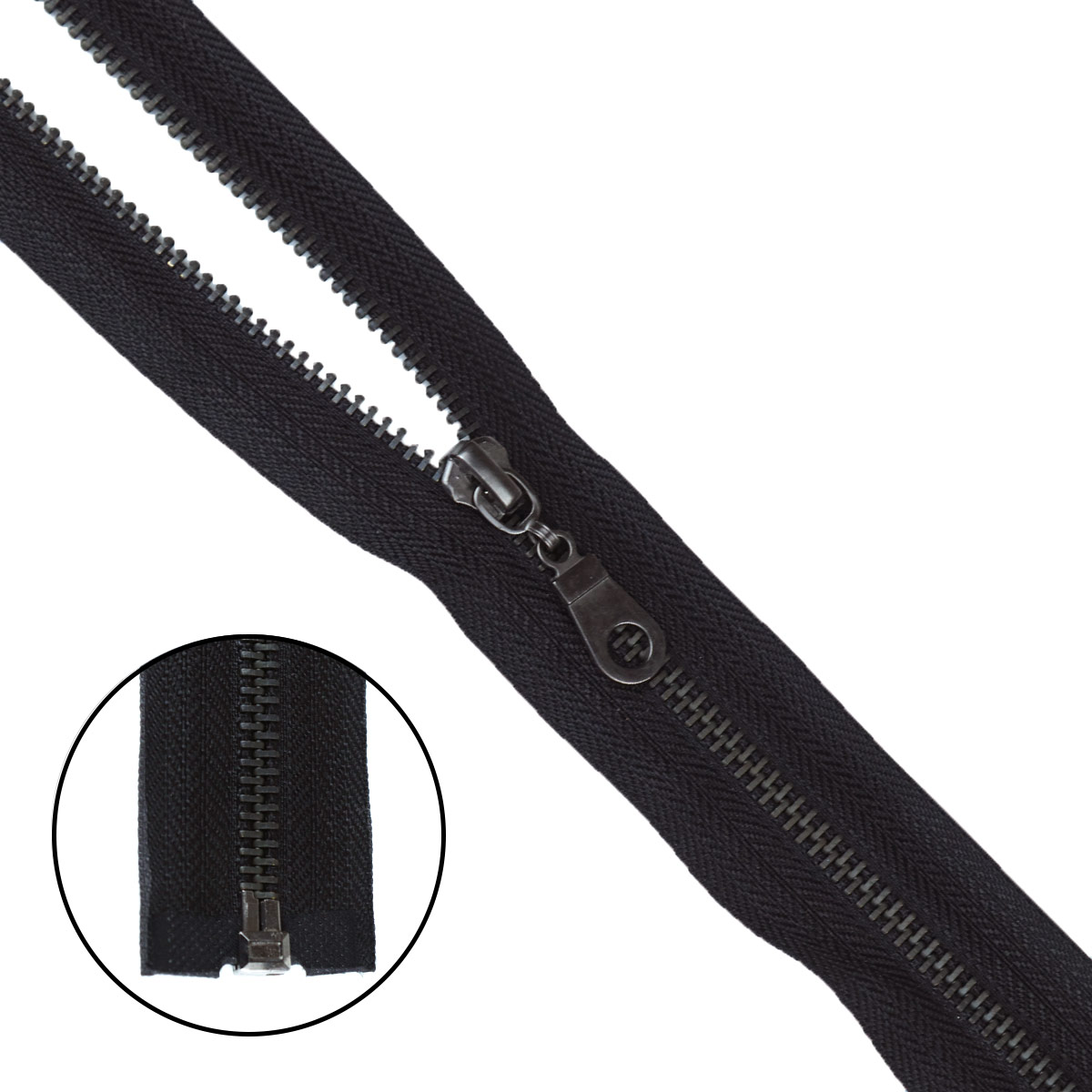 Молния металлическая Black никель тип 5 (уп. 10 шт) н/р 18 см черный
