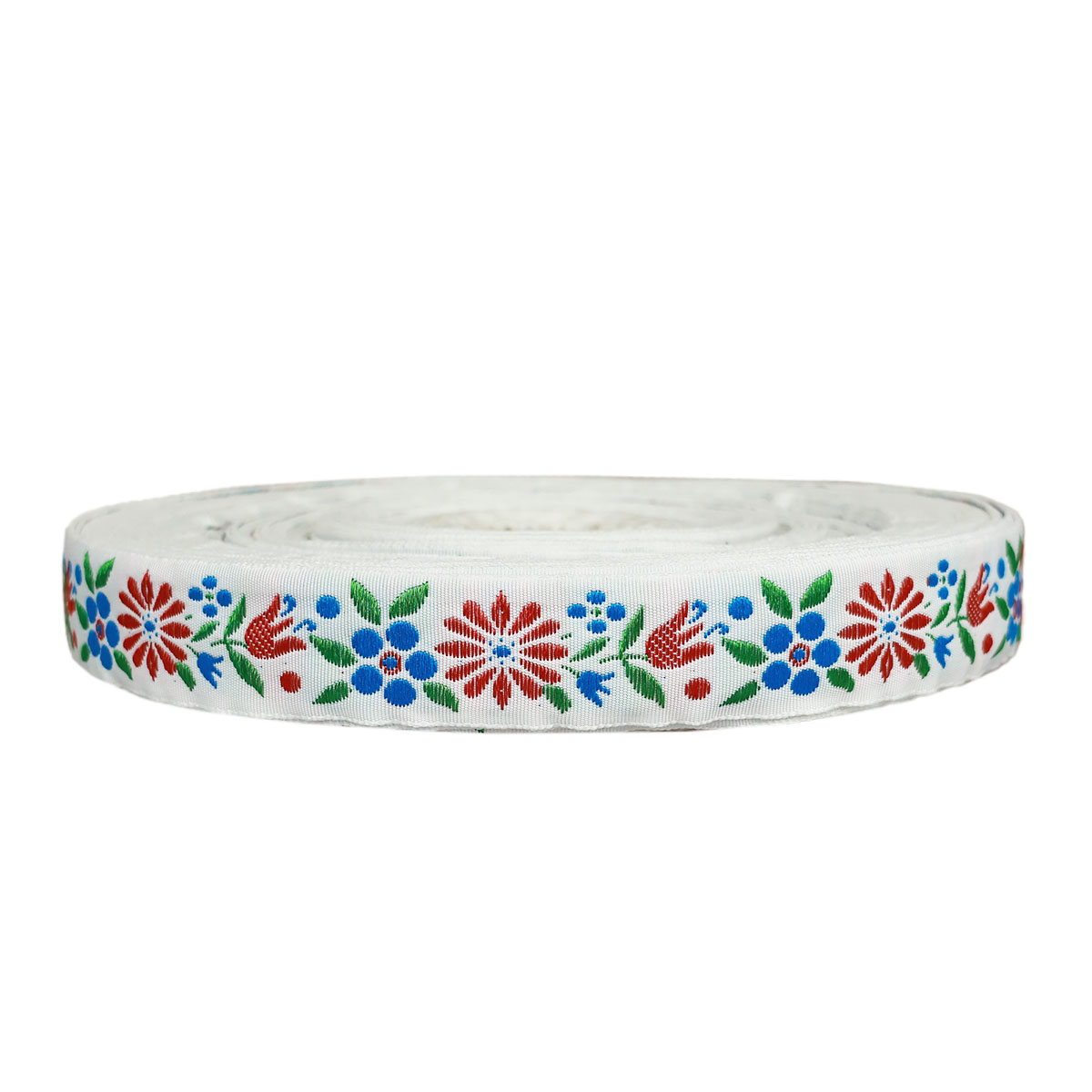 Лента отделочн. жаккард. арт. 1852 рис. 8924 шир. 22 мм бело/красный  (уп. 50 м)