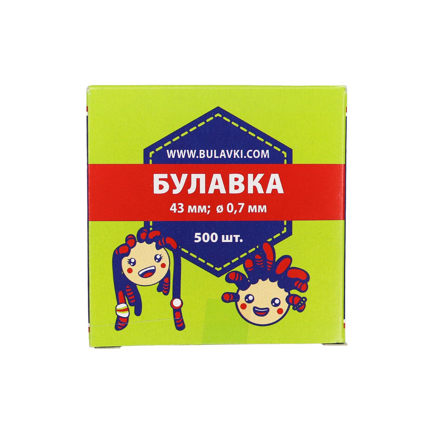 Булавки с &quot;ушком&quot; арт. С3-0743 (длина: 43 мм, диам.: 0,7 мм, уп. 500 шт.) в картон. коробке