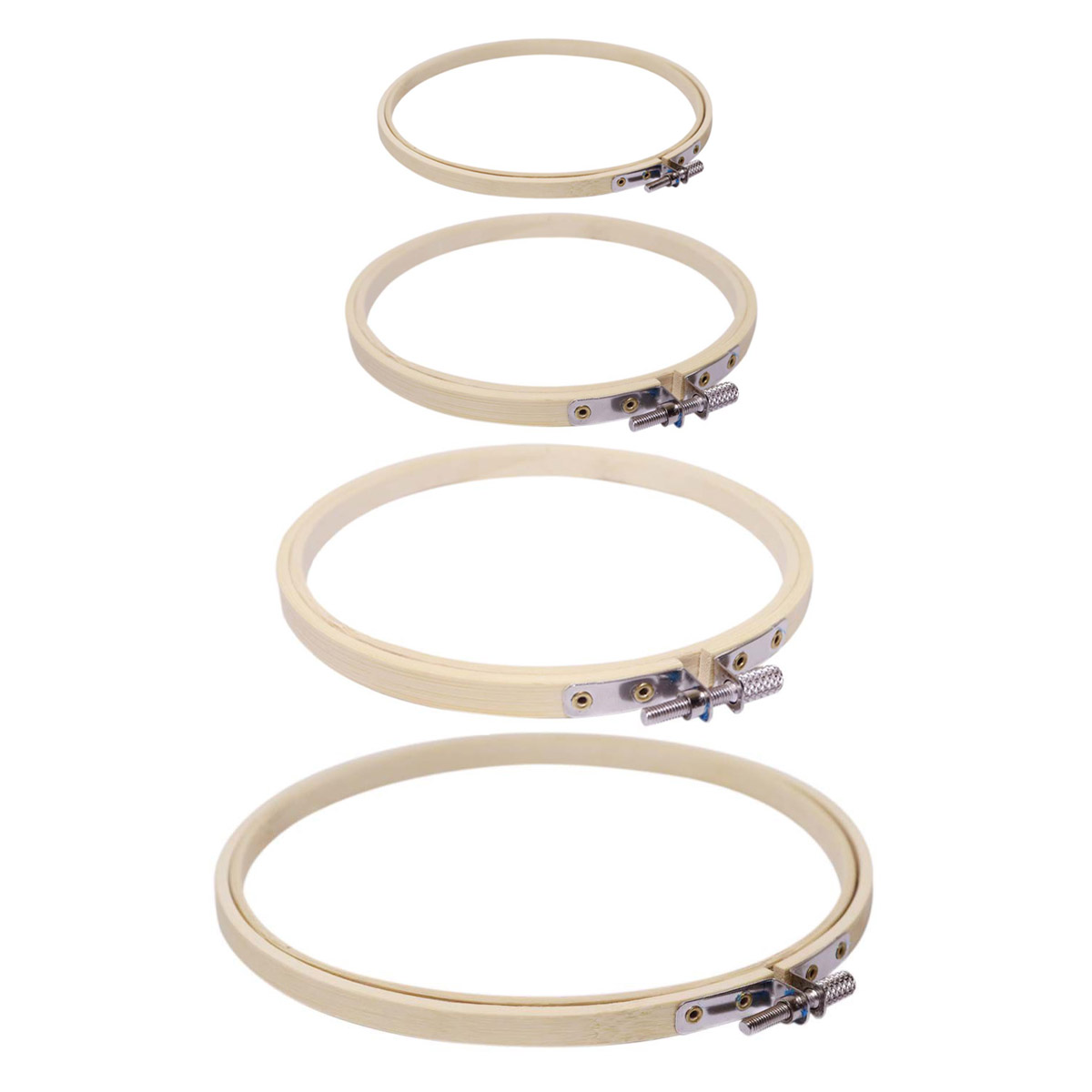 Пяльцы деревянные ассорти (уп. 4 шт) №4 диам. 10 см, 13 см, 16 см и 19,5 см