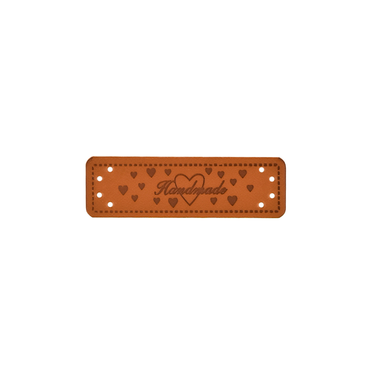 Лейбл пришивной арт.131  (уп. 10шт) 50х15 мм Hand Made &quot;сердечки&quot;