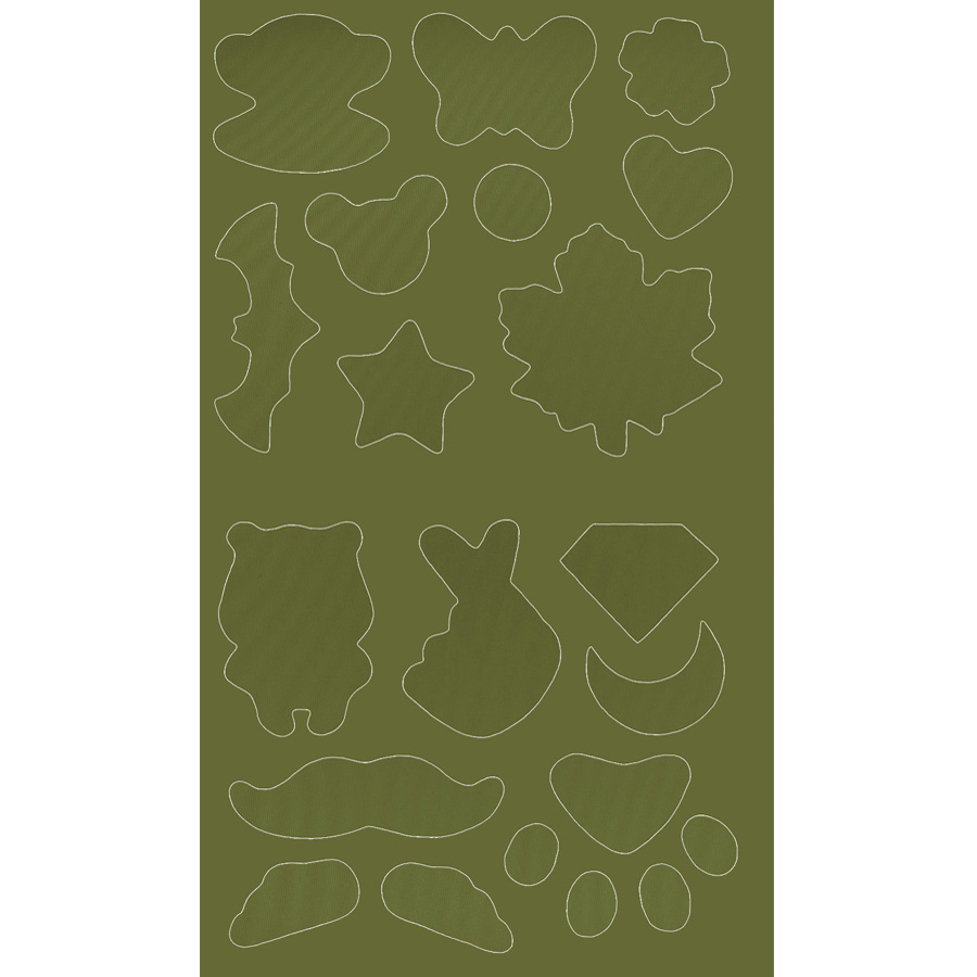 Патчи * (уп. 9 шт) самокл. в листе 16 видов/14,5х24 см, арт.1/(13) хаки #