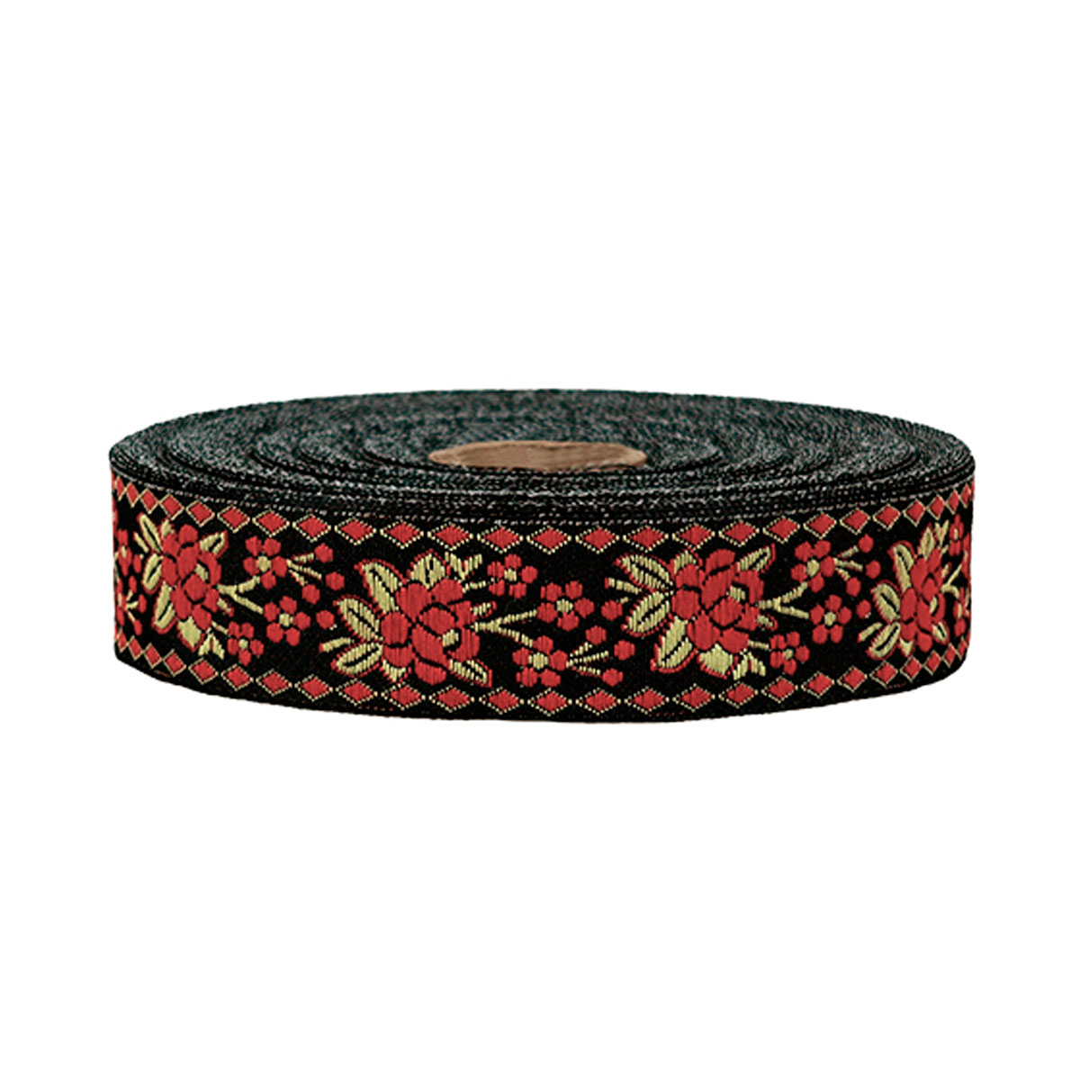 Лента отделочн. жаккард. арт. 1853 рис. 9841 шир. 30 мм черно/красный (уп. 25 м)
