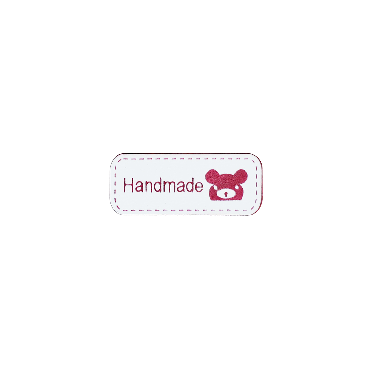 Лейбл пришивной арт.311  (уп. 10шт) 30х12 мм &quot;Hand Made.Мишка&quot; на розовом фоне