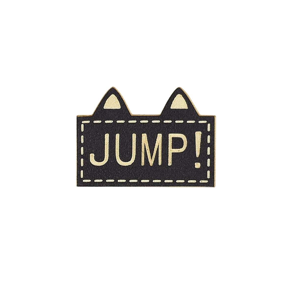 Лейбл пришивной арт.314  (уп. 10шт) 25х18 мм &quot;JUMP! Ушки кошки&quot; на корич. фоне