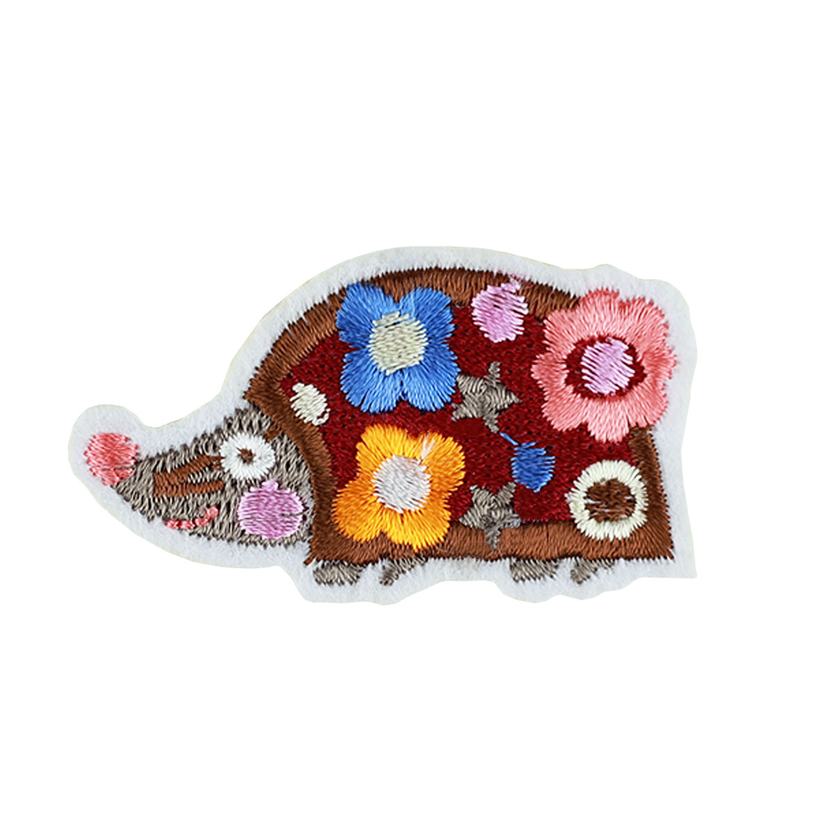 Термоаппликация (уп.10шт) арт. 40166-R2852 57х35 мм "Ёжик с цветочками"