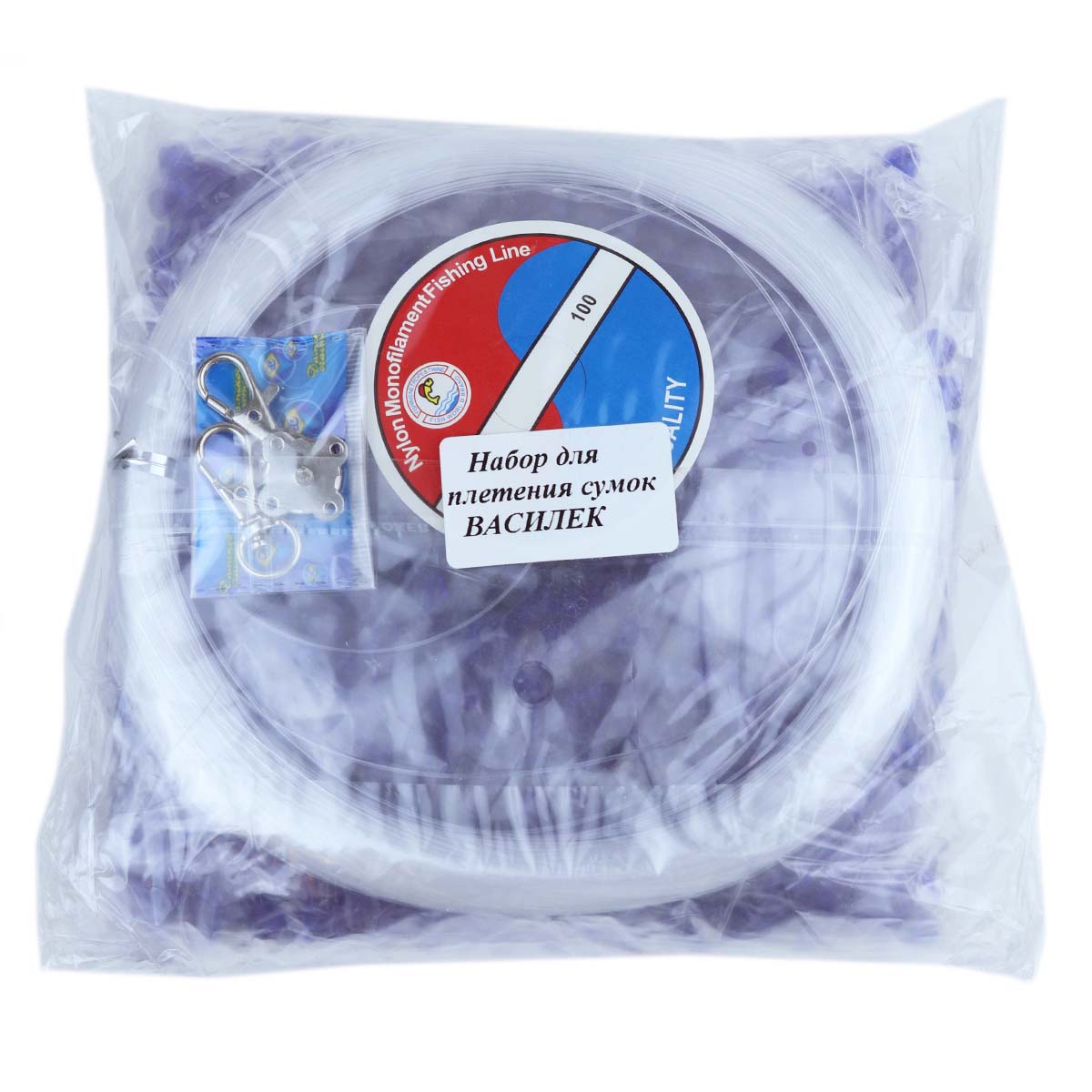 Набор для плетения сумки из бусин прозрачный василек