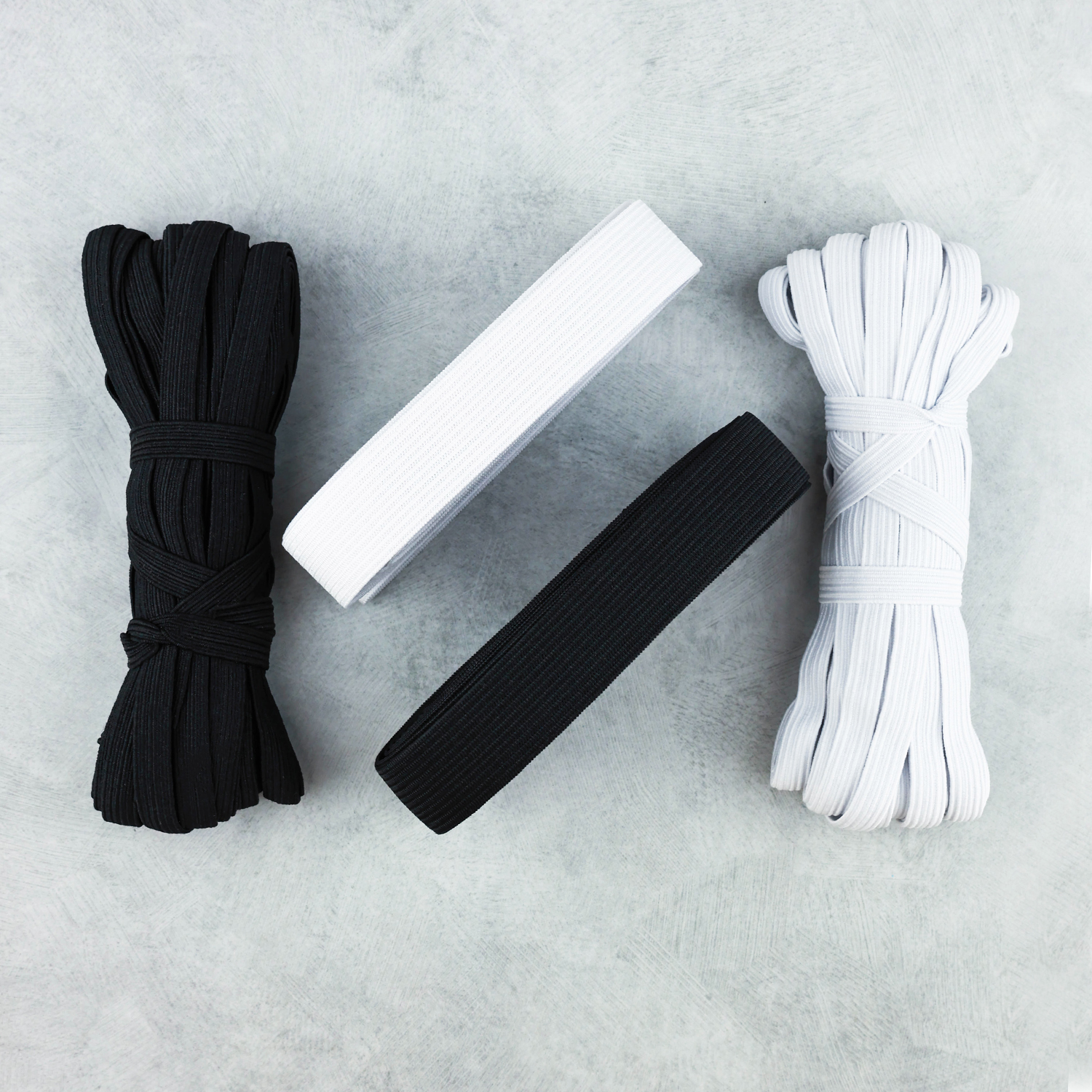 Резинка для шитья 8 мм по 10м, 20 мм по 5м черная и белая