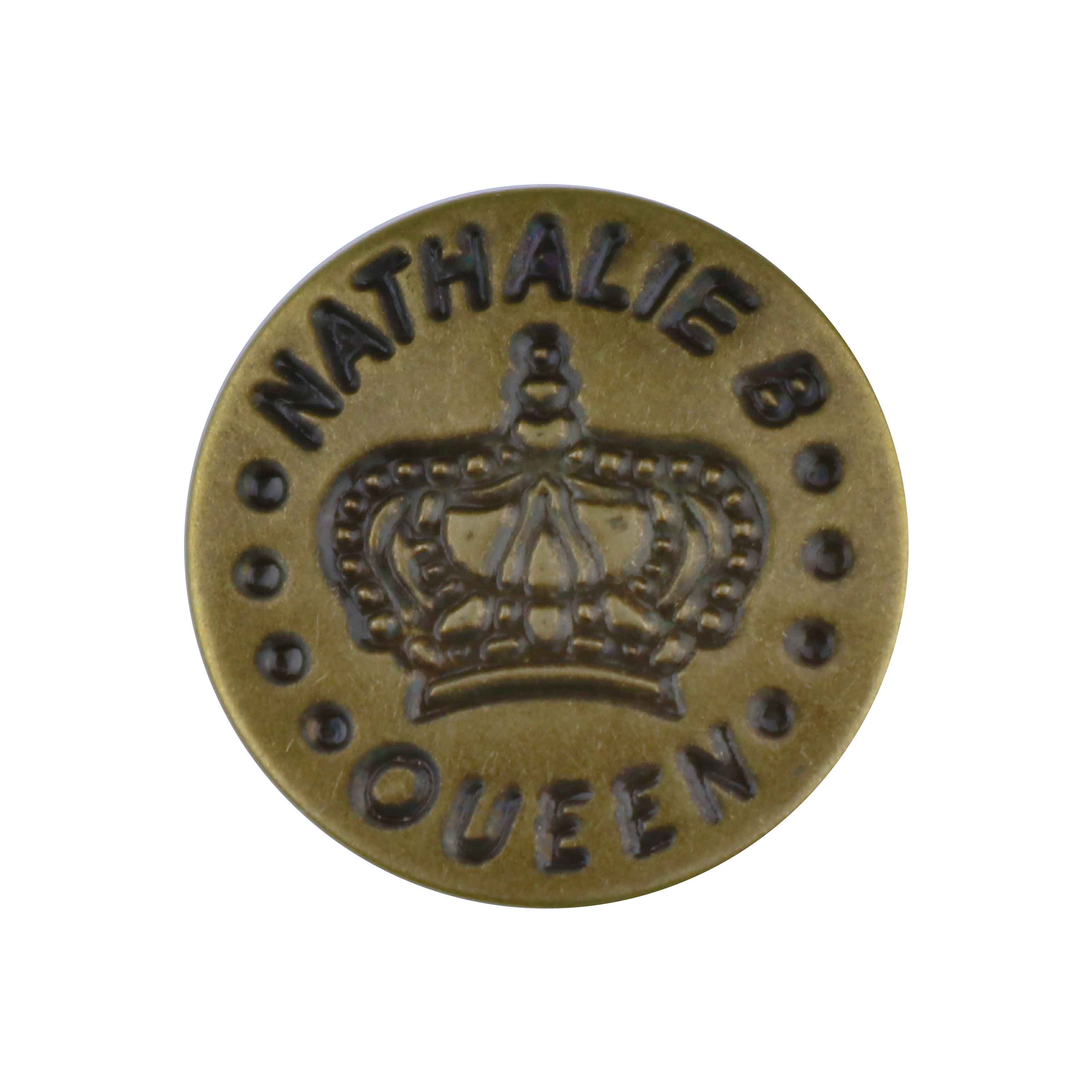 Кнопки - пуговицы джинсовые (уп 100 шт.) диам. 17 мм латунь рисунок "Корона 2"