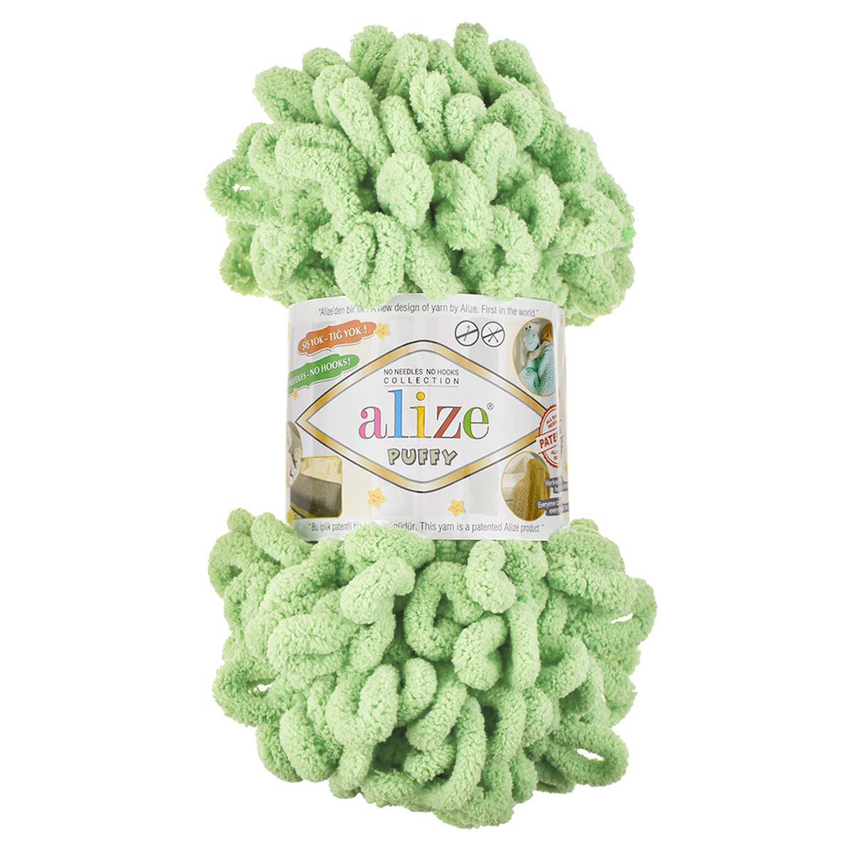 Пряжа Alize &quot;Puffy&quot; (100 % микрополиэстер) 5 шт.х 100 г/ 9 м № 103 зеленый