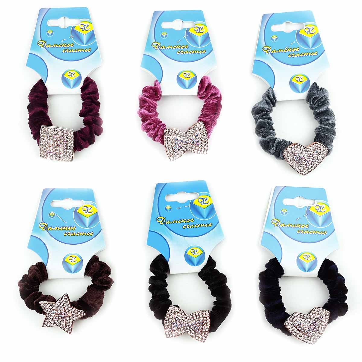 Резинка декоративная с украшением ДС №  6017 (уп. - 6 шт.)