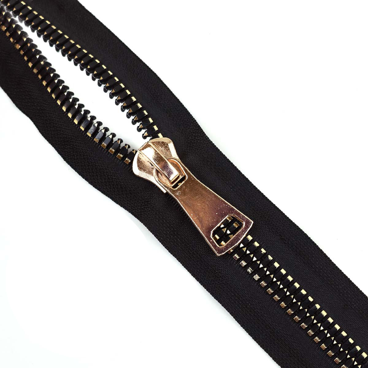 Комплект молний "трактор" тип 10 звено с гранями золото/черное (20 см н/р - 2 шт., 75 см - 1 шт.)