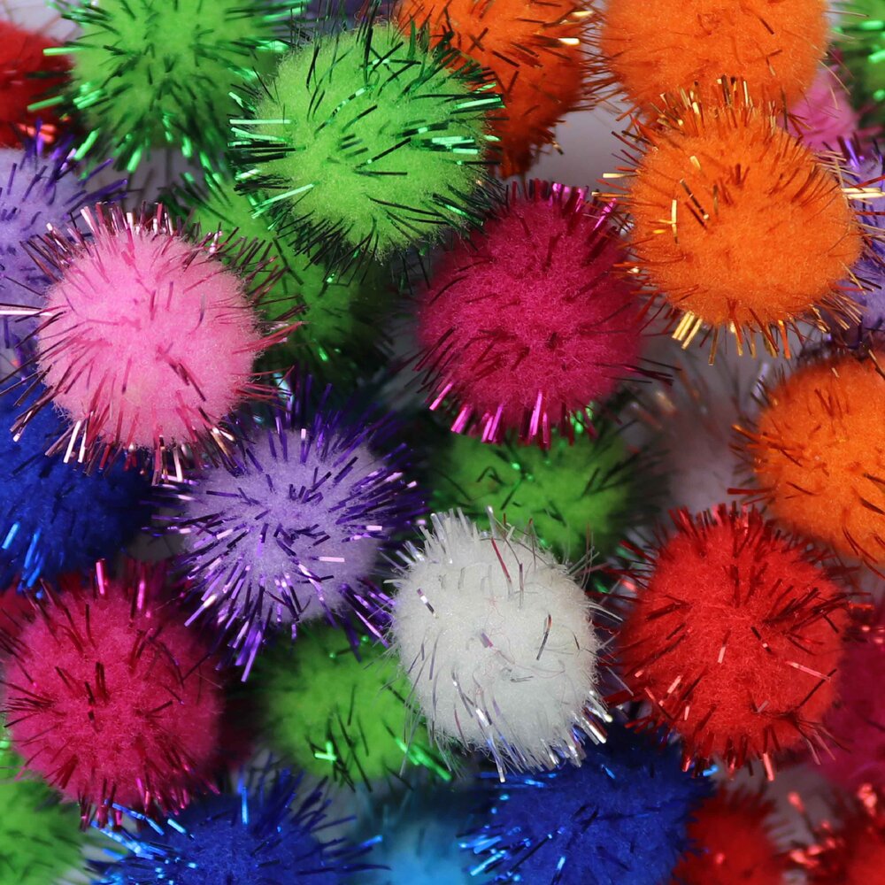 Помпоны * (уп. 100 шт) 25 мм с люрексом ассорти