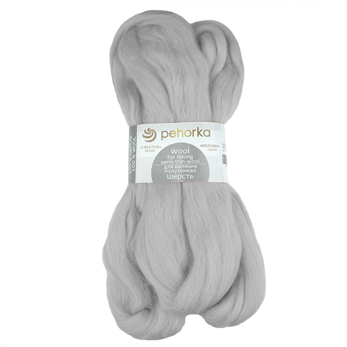 Шерсть для валяния Пехорка полутонкая (100 % шерсть) 50 г № 008 св. серый
