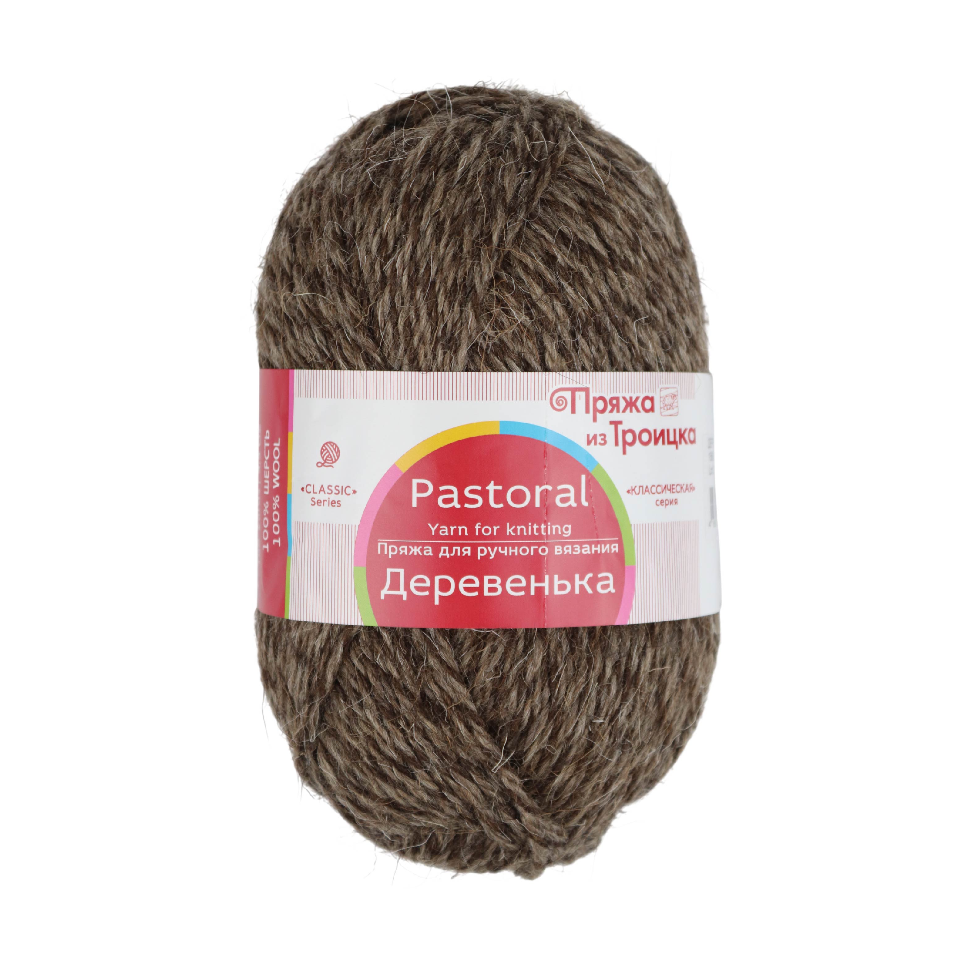 Пряжа из Троицка "Деревенька" (100% шерсть) 10 шт.х 100 г/170 м № 1560  мулине (сер.-кор.-сер.)