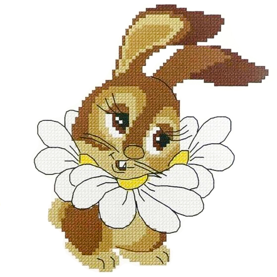 276 Зайка с ромашками 13 х 15 / набор для вышивания (уп. 1шт.)