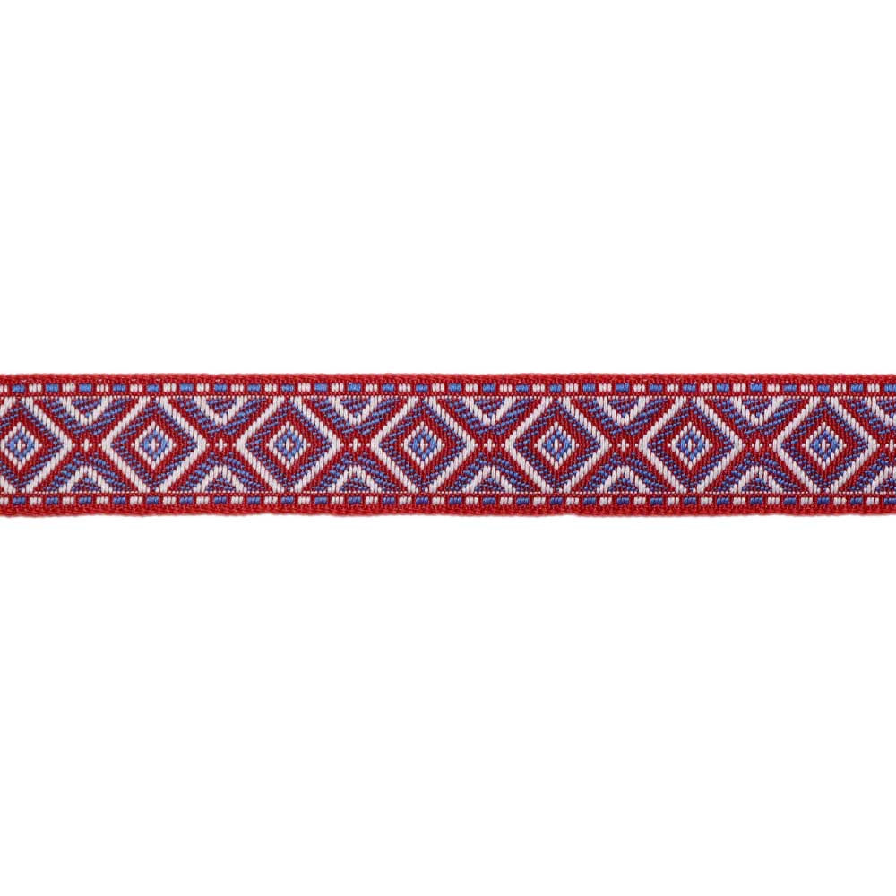 Лента отделочн. жаккард. арт. 1851 рис. 9370 шир. 18 мм красно/белый (уп. 50 м)