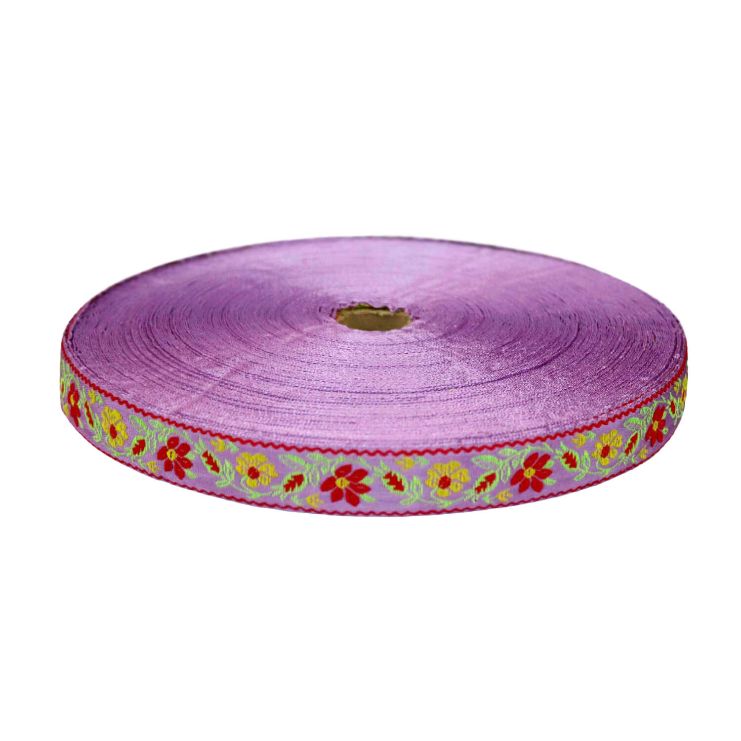 Лента отделочн. жаккард. арт. 1852 рис. 8866 шир. 22 мм сиренево/красный (уп. 50 м)